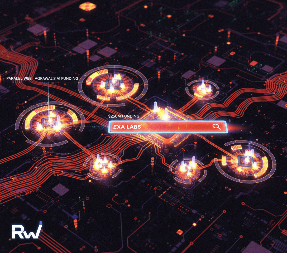 AI search algorithm activity and competitive landscape (infrared / thermal render)