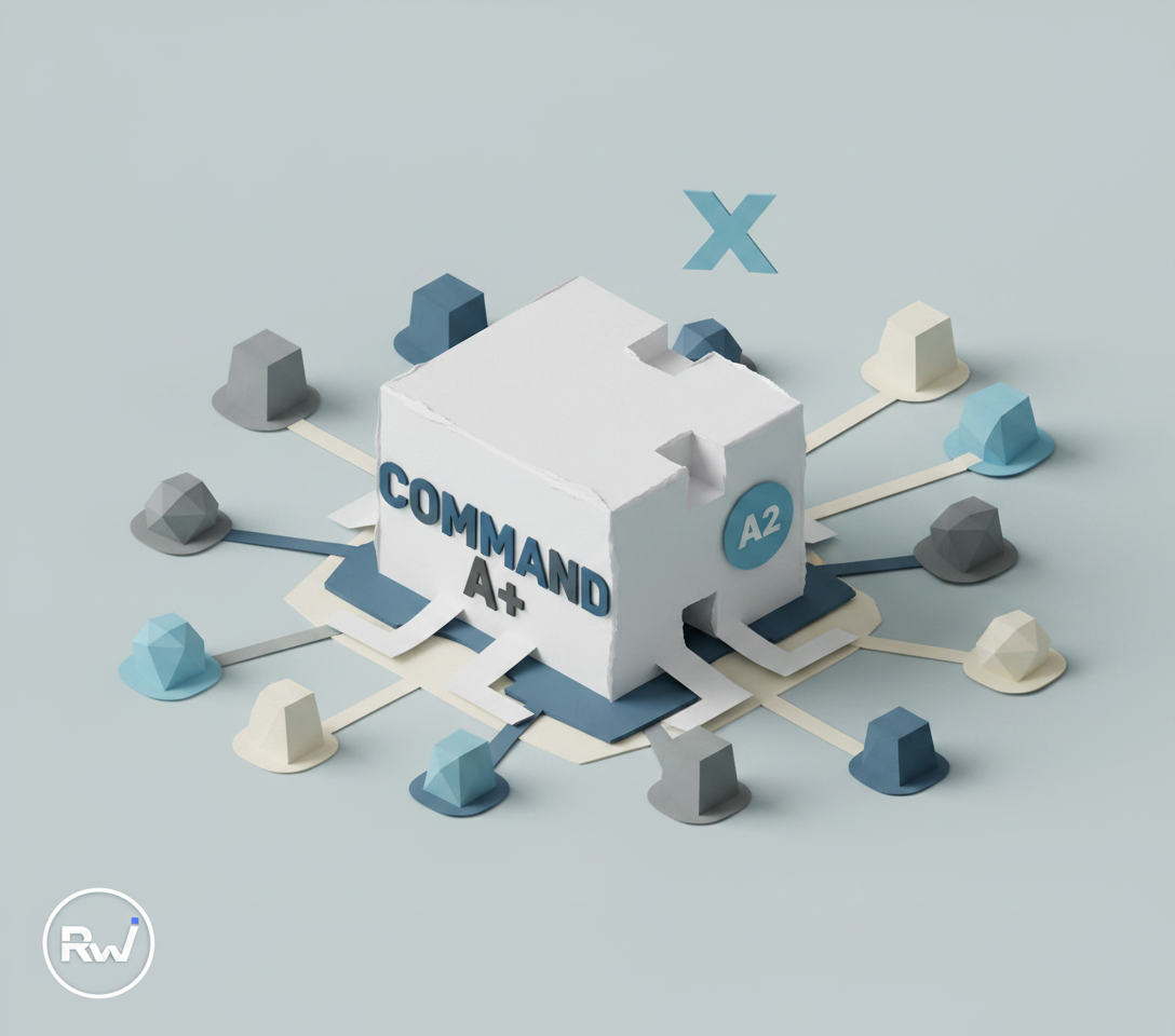 Cohere's Command A+ AI model open source launch (isometric 3D in matte paper materials, chunky low-poly shapes, with visible paper-cut edges and subtle paper textures.)