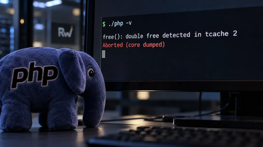 Elise Boyd reports a PHP double-free crash on version 8.5.12 — Her terminal screenshot shows a locally built PHP command-line binary aborting; PHP's release that day fixed two other critical vulnerabilities, and the available evidence does…