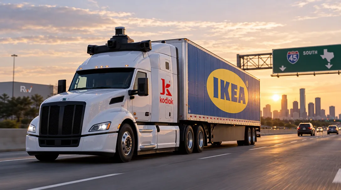 Kodiak names IKEA as shipper for its planned driverless I-45 launch — The September 29th plan puts Don Burnette's long-haul bet on a 219-mile Texas route, after four years of IKEA runs with a safety observer aboard.