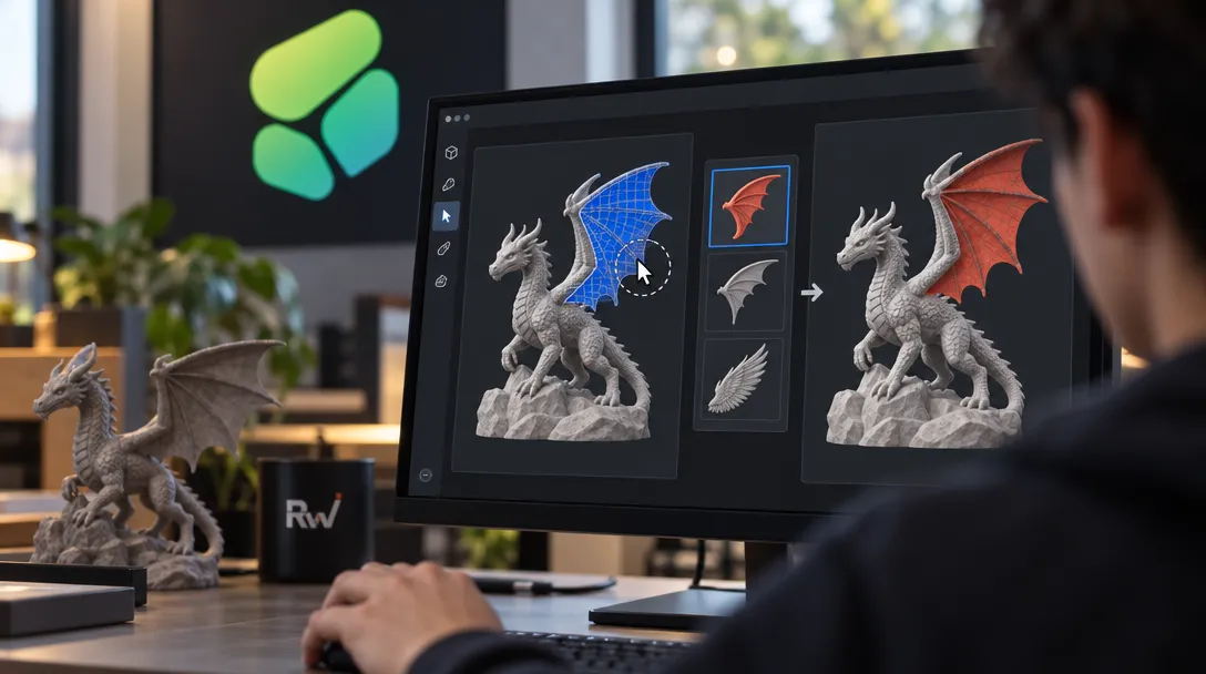 Meshy adds prompt-based part edits to its 3D model pipeline — Founder Ethan Hu's new feature lets users change a selected region while preserving the original model, extending Meshy's work from generation to creator editing workflows.