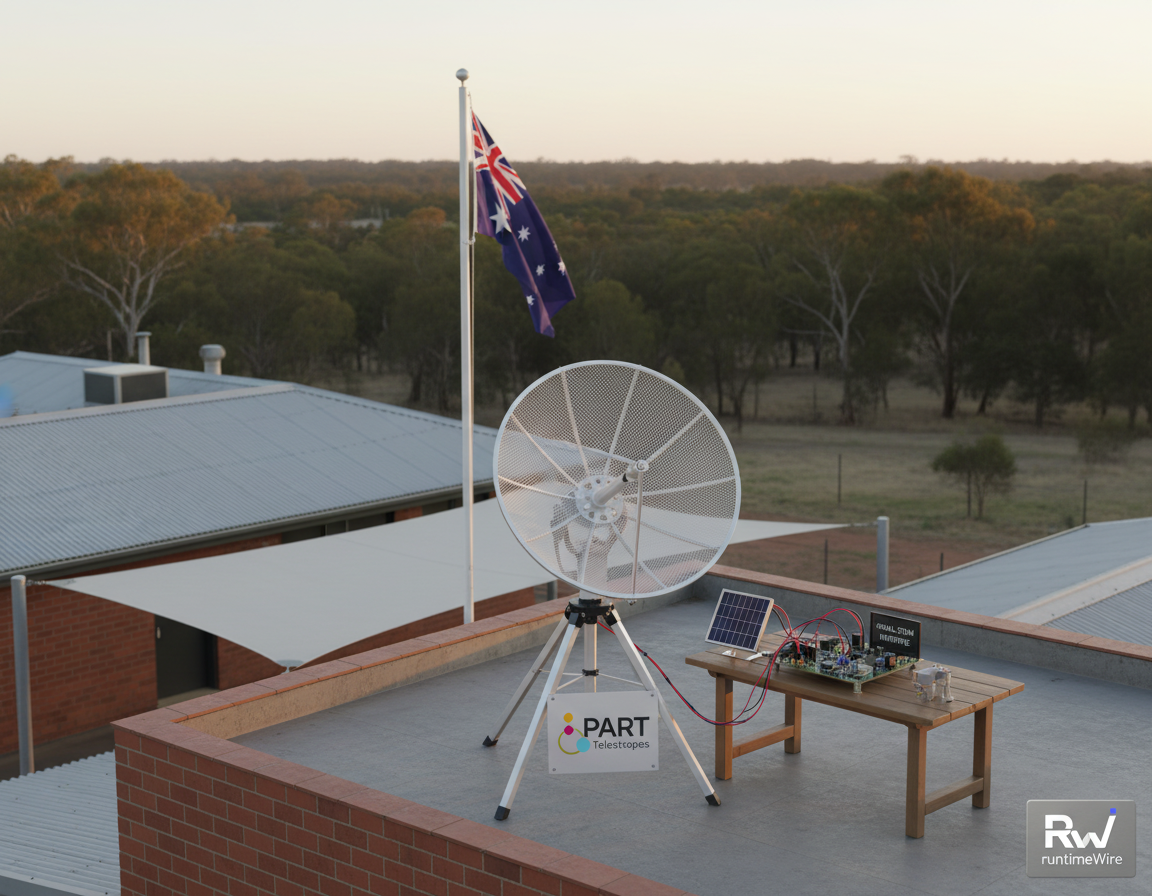 A student-assembled radio telescope kit (Isometric 3D render)