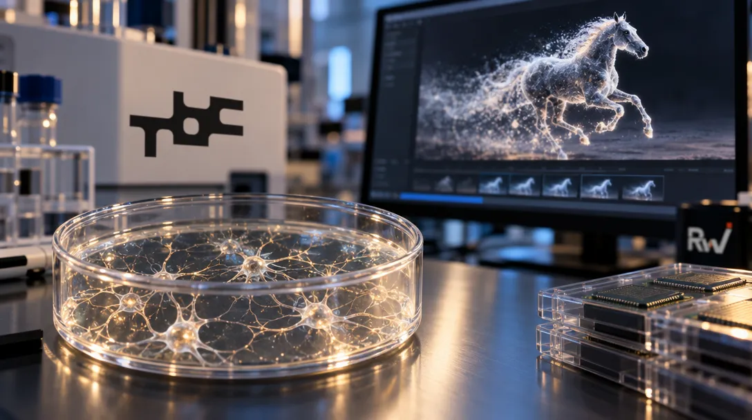 TBC says TIME recognized its AI software built from living neurons — TBC's first product runs on conventional chips; the company says it makes video generation faster and cheaper, claims that remain unverified by independent testing.