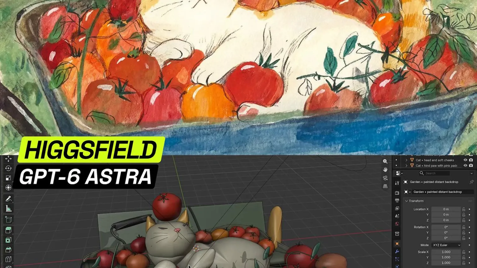 Higgsfield shows GPT-6 Astra turning artwork into an editable Blender scene