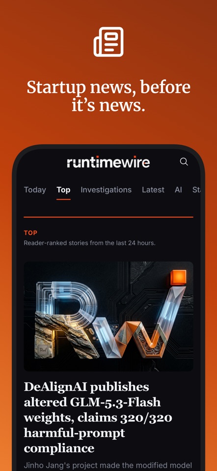 RuntimeWire on iPhone, from the App Store listing