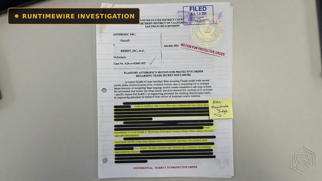 Photograph accompanying Anthropic asks court to give dataset identifiers source-code-level confidentiality protection