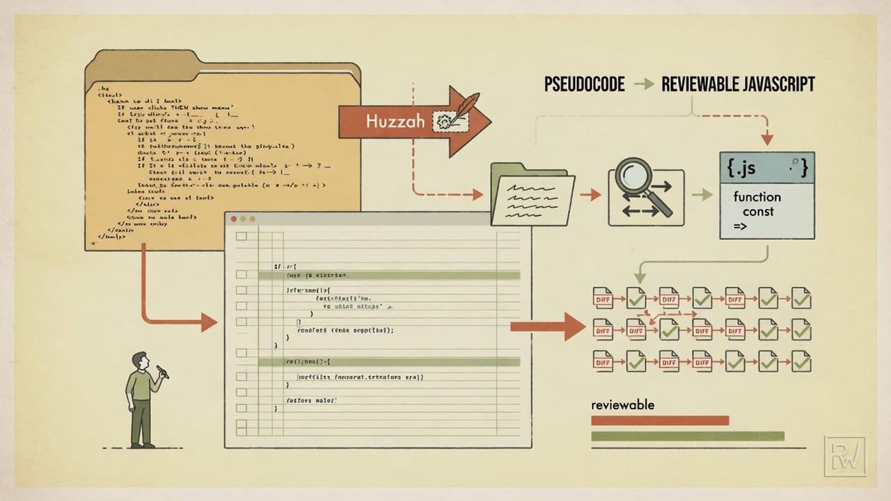 Daniel Vaughn publishes Huzzah, an AI editor built around persistent pseudocode