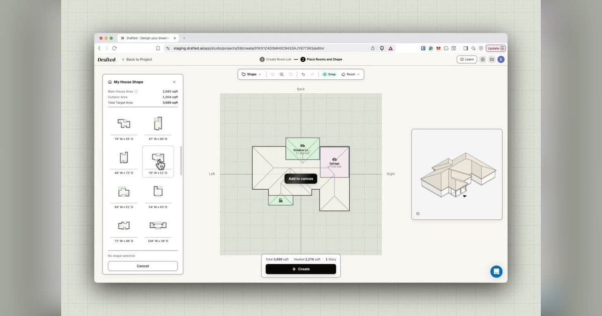 Drafted V2 turns room placement into AI-generated home plans