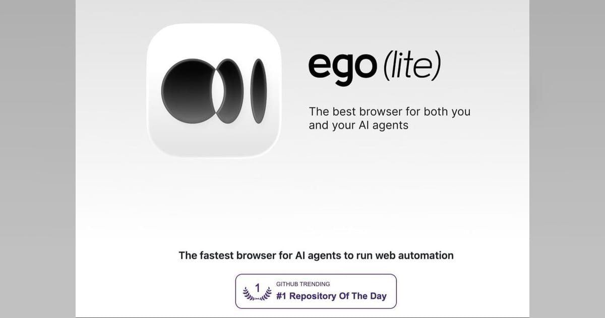 ego lite reaches GitHub Trending #1, marking a surge in AI-agent tool interest