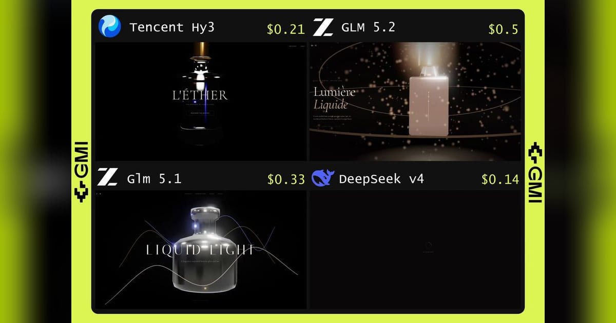 GMI Cloud Says Tencent Hy3 Beat GLM And DeepSeek In A Small Web Design Test