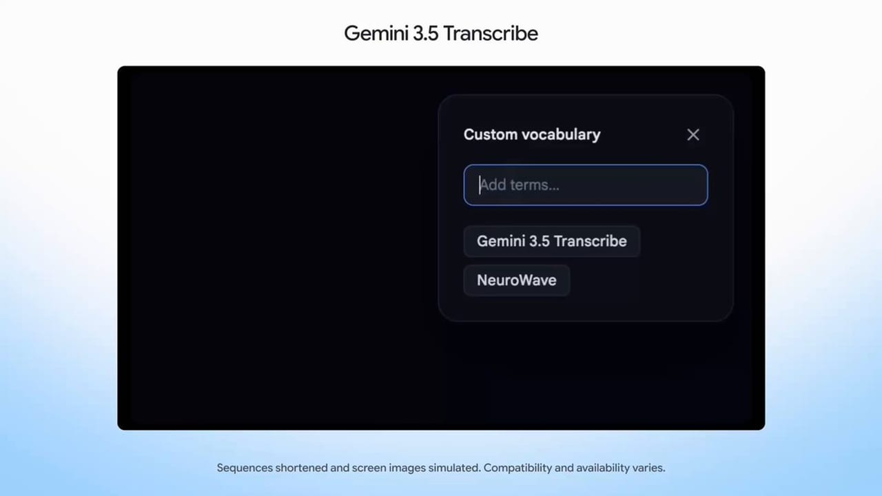 Google announces Gemini 3.5 Transcribe, leaves its API identity unclear