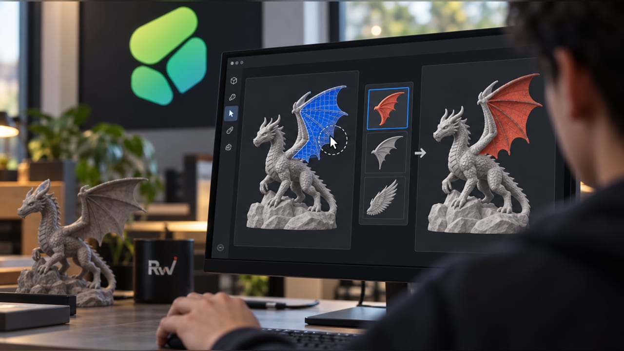 Meshy adds prompt-based 3D edits that leave the rest of the model alone