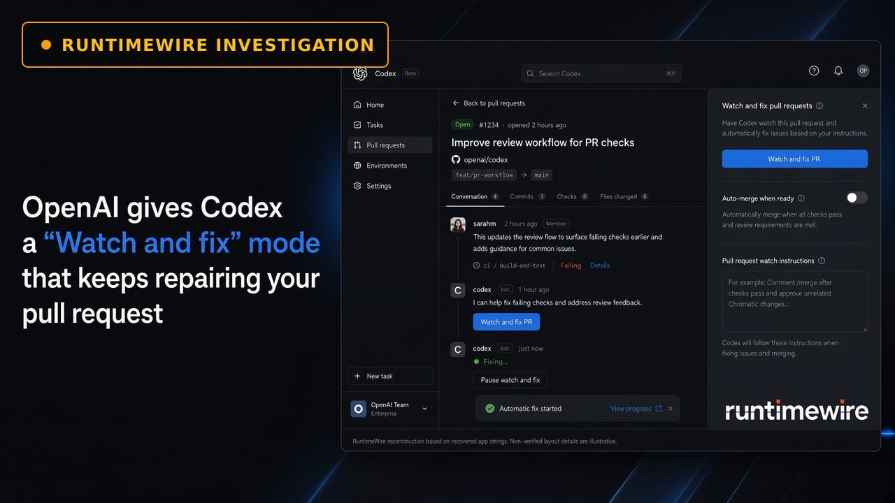 OpenAI gives Codex a “Watch and fix” mode that keeps repairing your pull request