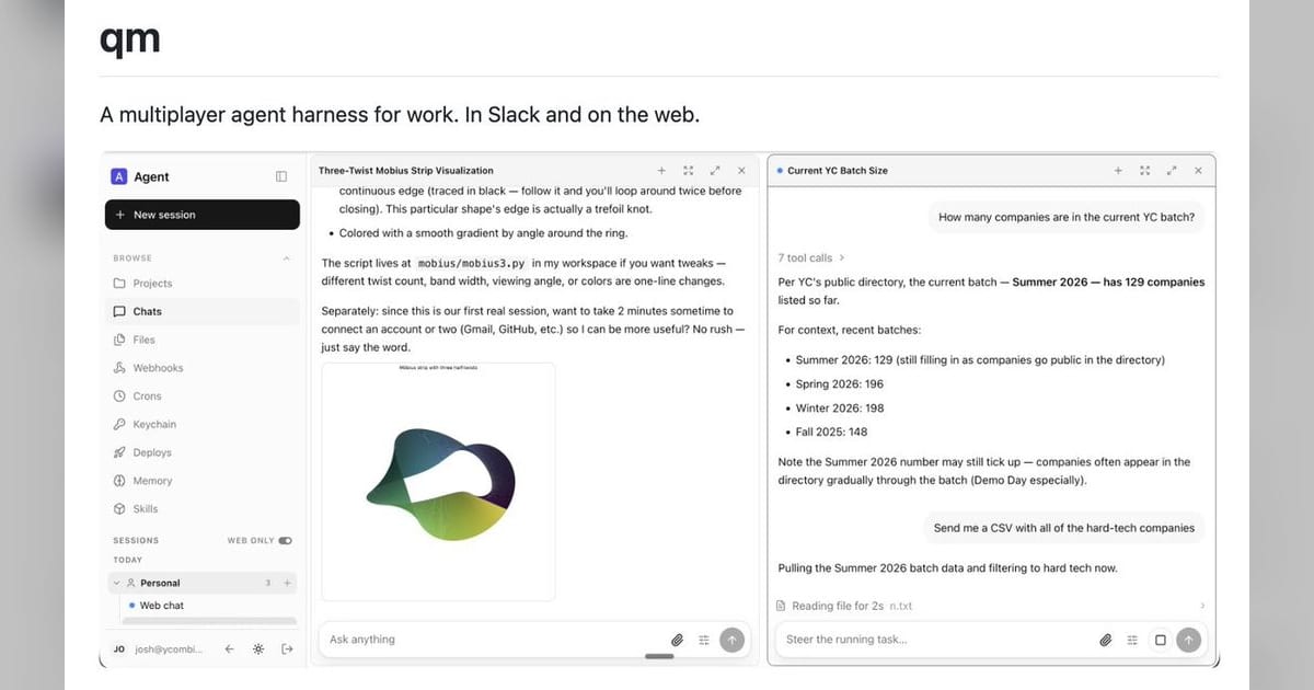 Y Combinator plans to open-source QM, its company-wide agent harness