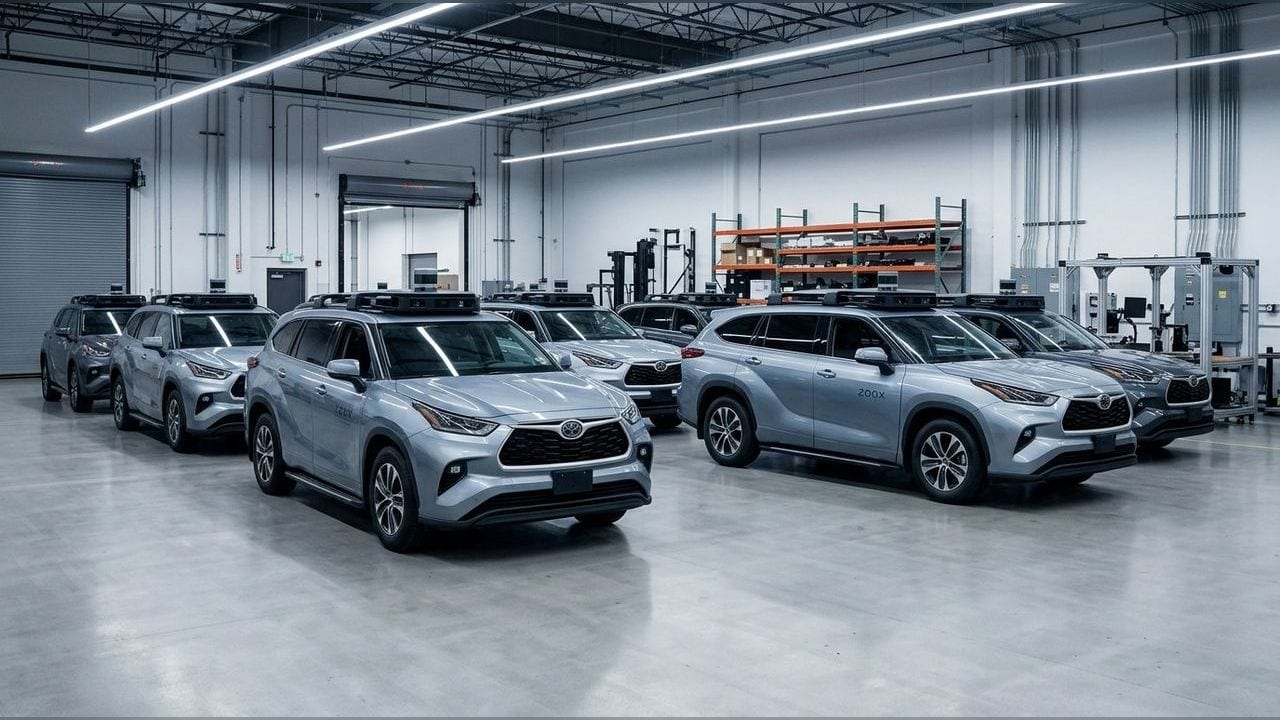 Modified Toyota Highlander operated by Zoox for autonomous test drives, part of the fleet now grounded in Atlanta.